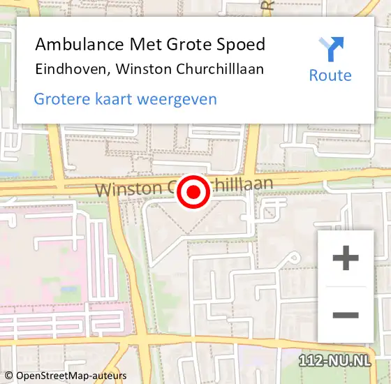 Locatie op kaart van de 112 melding: Ambulance Met Grote Spoed Naar Eindhoven, Winston Churchilllaan op 9 januari 2020 22:06