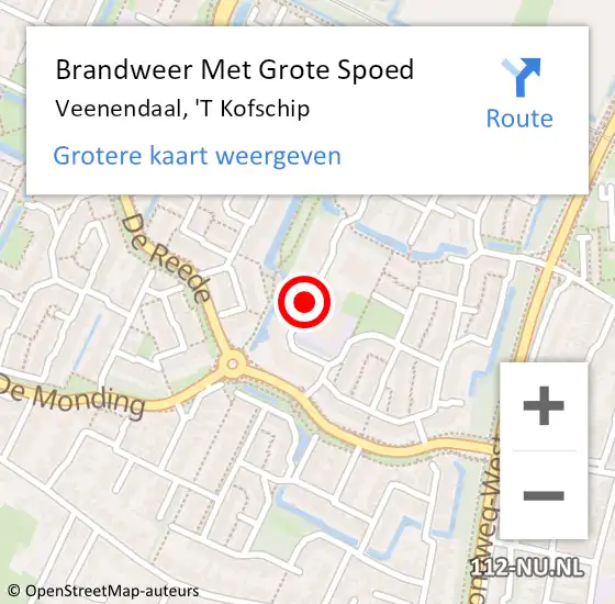 Locatie op kaart van de 112 melding: Brandweer Met Grote Spoed Naar Veenendaal, 'T Kofschip op 10 januari 2020 02:24