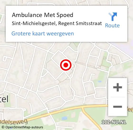 Locatie op kaart van de 112 melding: Ambulance Met Spoed Naar Sint-Michielsgestel, Regent Smitsstraat op 10 januari 2020 02:43