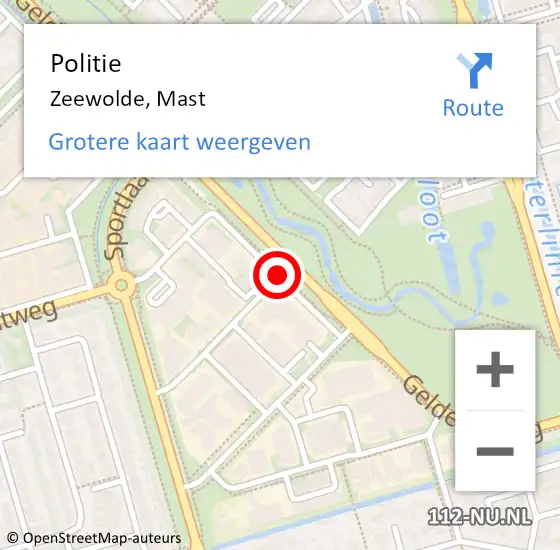 Locatie op kaart van de 112 melding: Politie Zeewolde, Mast op 10 januari 2020 06:03