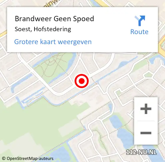 Locatie op kaart van de 112 melding: Brandweer Geen Spoed Naar Soest, Hofstedering op 10 januari 2020 06:15