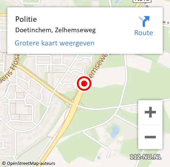 Locatie op kaart van de 112 melding: Politie Doetinchem, Zelhemseweg op 10 januari 2020 07:43