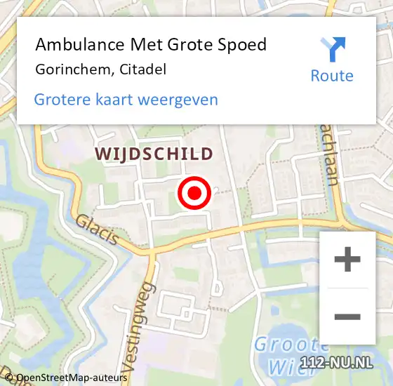 Locatie op kaart van de 112 melding: Ambulance Met Grote Spoed Naar Woudrichem, Citadel op 10 januari 2020 08:55