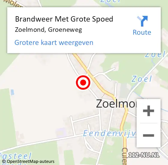 Locatie op kaart van de 112 melding: Brandweer Met Grote Spoed Naar Zoelmond, Groeneweg op 10 januari 2020 09:12