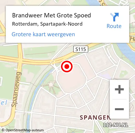 Locatie op kaart van de 112 melding: Brandweer Met Grote Spoed Naar Rotterdam, Spartapark-Noord op 10 januari 2020 09:25