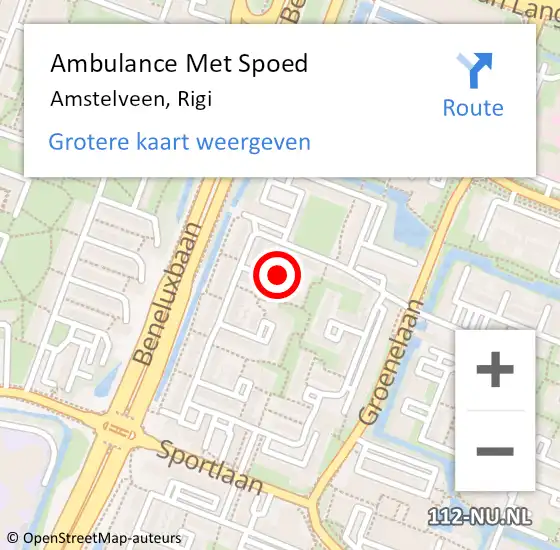 Locatie op kaart van de 112 melding: Ambulance Met Spoed Naar Amstelveen, Rigi op 10 januari 2020 10:35