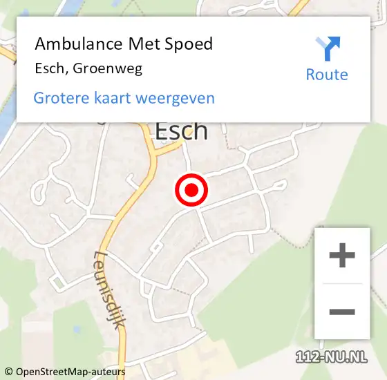 Locatie op kaart van de 112 melding: Ambulance Met Spoed Naar Esch, Groenweg op 10 januari 2020 10:50