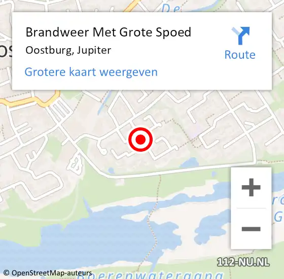 Locatie op kaart van de 112 melding: Brandweer Met Grote Spoed Naar Oostburg, Jupiter op 10 januari 2020 10:57