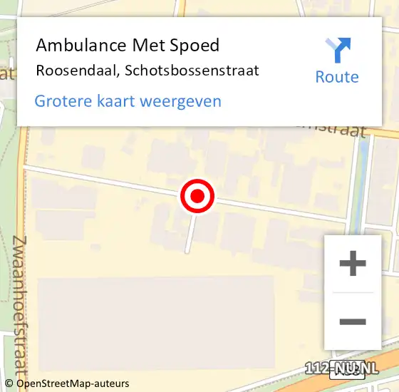 Locatie op kaart van de 112 melding: Ambulance Met Spoed Naar Roosendaal, Schotsbossenstraat op 10 januari 2020 11:22