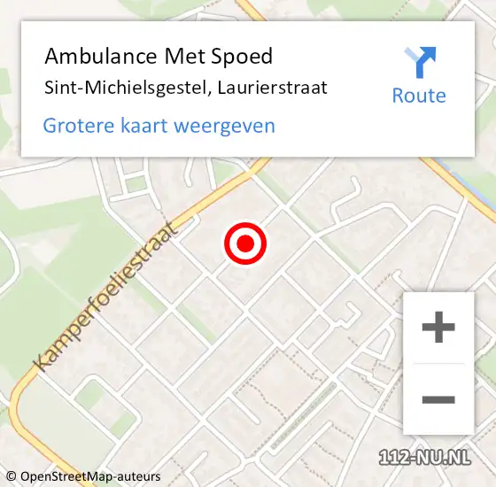 Locatie op kaart van de 112 melding: Ambulance Met Spoed Naar Sint-Michielsgestel, Laurierstraat op 10 januari 2020 11:43