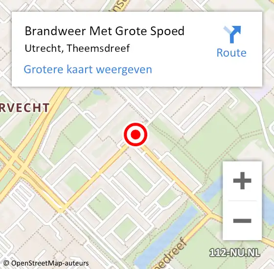 Locatie op kaart van de 112 melding: Brandweer Met Grote Spoed Naar Utrecht, Theemsdreef op 10 januari 2020 13:38