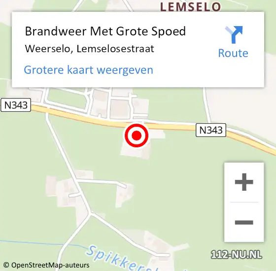 Locatie op kaart van de 112 melding: Brandweer Met Grote Spoed Naar Weerselo, Lemselosestraat op 25 april 2014 10:01