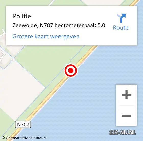 Locatie op kaart van de 112 melding: Politie Zeewolde, N707 op 10 januari 2020 14:15