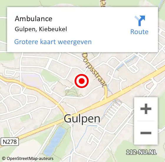 Locatie op kaart van de 112 melding: Ambulance Gulpen, Kiebeukel op 25 april 2014 10:09