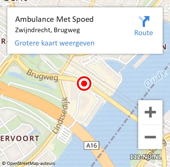 Locatie op kaart van de 112 melding: Ambulance Met Spoed Naar Zwijndrecht, Brugweg op 10 januari 2020 16:01