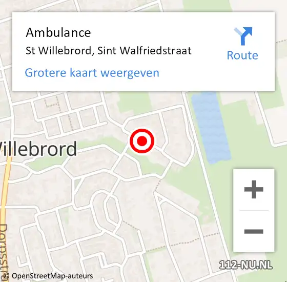 Locatie op kaart van de 112 melding: Ambulance St Willebrord, Sint Walfriedstraat op 10 januari 2020 16:10