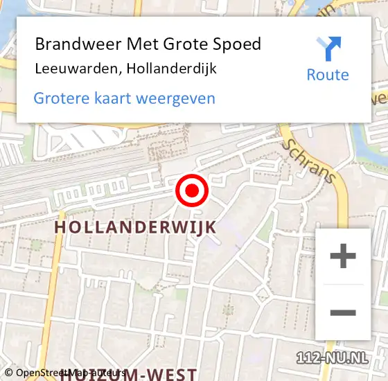 Locatie op kaart van de 112 melding: Brandweer Met Grote Spoed Naar Leeuwarden, Hollanderdijk op 10 januari 2020 16:10