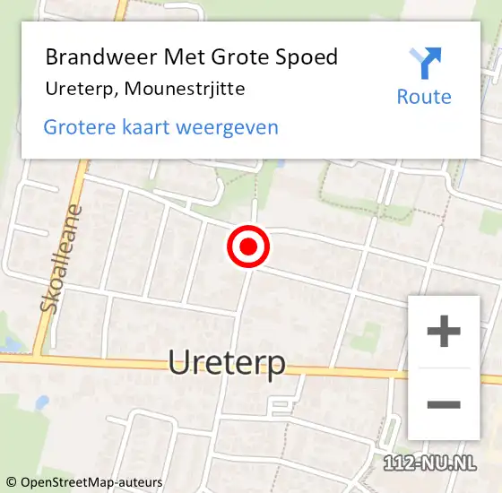 Locatie op kaart van de 112 melding: Brandweer Met Grote Spoed Naar Ureterp, Mounestrjitte op 10 januari 2020 16:19