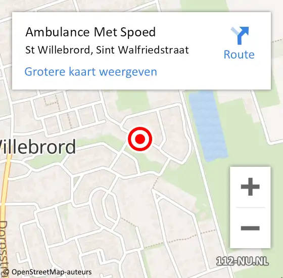 Locatie op kaart van de 112 melding: Ambulance Met Spoed Naar St Willebrord, Sint Walfriedstraat op 10 januari 2020 16:30