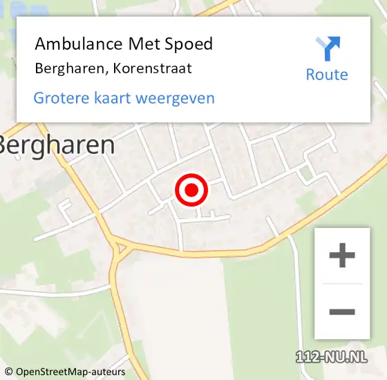 Locatie op kaart van de 112 melding: Ambulance Met Spoed Naar Bergharen, Korenstraat op 10 januari 2020 16:44