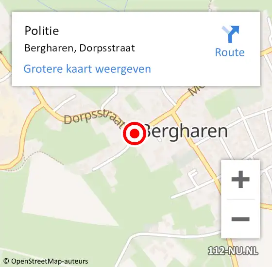 Locatie op kaart van de 112 melding: Politie Bergharen, Dorpsstraat op 10 januari 2020 17:59