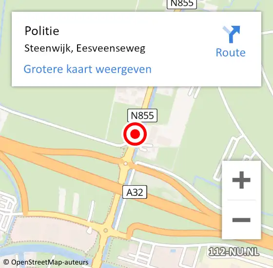 Locatie op kaart van de 112 melding: Politie Steenwijk, Eesveenseweg op 10 januari 2020 18:12