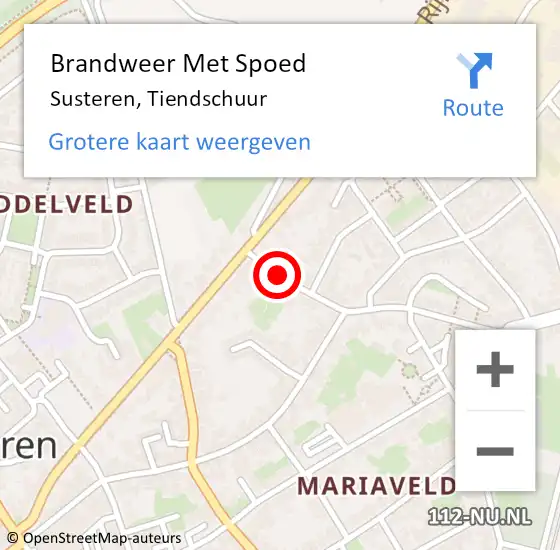 Locatie op kaart van de 112 melding: Brandweer Met Spoed Naar Susteren, Tiendschuur op 10 januari 2020 19:19