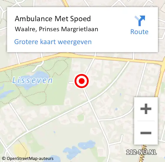 Locatie op kaart van de 112 melding: Ambulance Met Spoed Naar Waalre, Prinses Margrietlaan op 10 januari 2020 19:25