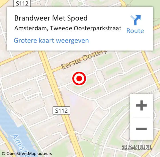 Locatie op kaart van de 112 melding: Brandweer Met Spoed Naar Amsterdam, Tweede Oosterparkstraat op 10 januari 2020 19:32