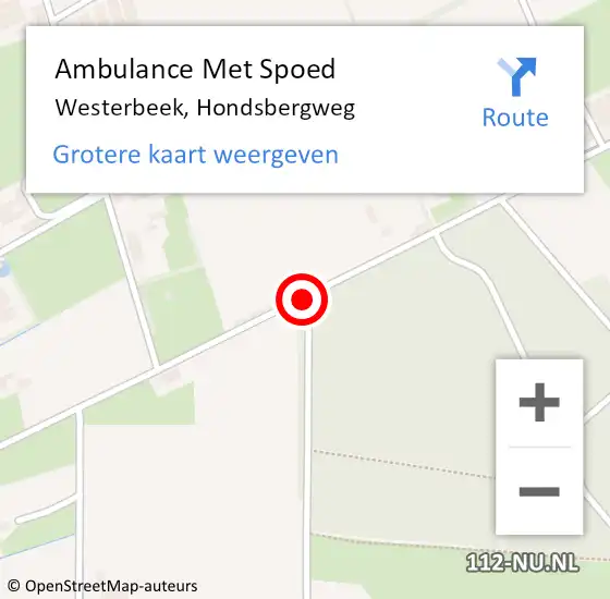 Locatie op kaart van de 112 melding: Ambulance Met Spoed Naar Westerbeek, Hondsbergweg op 10 januari 2020 19:42