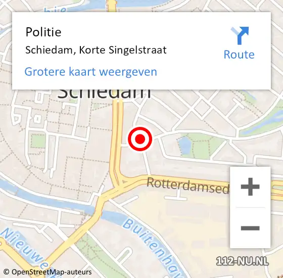 Locatie op kaart van de 112 melding: Politie Schiedam, Korte Singelstraat op 10 januari 2020 19:47
