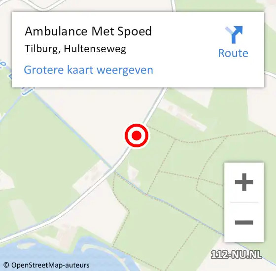 Locatie op kaart van de 112 melding: Ambulance Met Spoed Naar Tilburg, Hultenseweg op 10 januari 2020 22:03