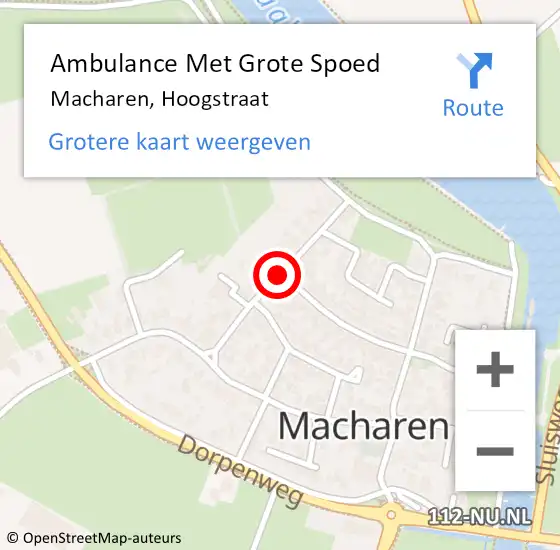 Locatie op kaart van de 112 melding: Ambulance Met Grote Spoed Naar Macharen, Hoogstraat op 10 januari 2020 22:35