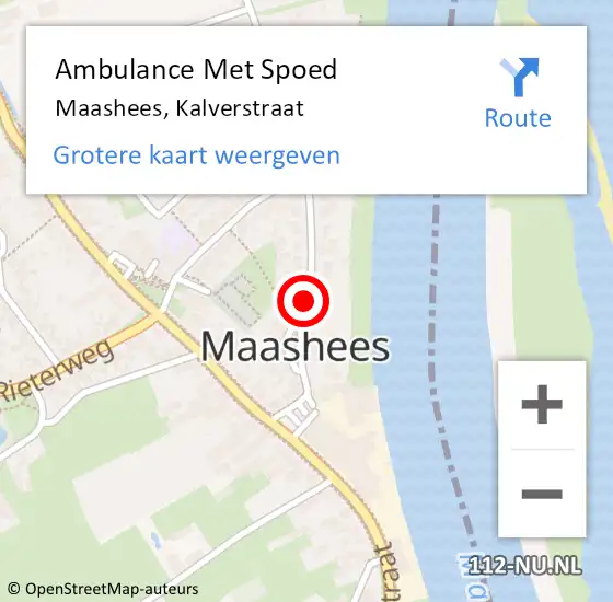 Locatie op kaart van de 112 melding: Ambulance Met Spoed Naar Maashees, Kalverstraat op 10 januari 2020 22:39