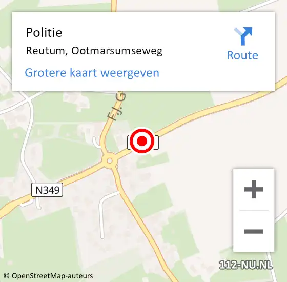 Locatie op kaart van de 112 melding: Politie Reutum, Ootmarsumseweg op 10 januari 2020 22:49