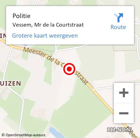 Locatie op kaart van de 112 melding: Politie Vessem, Mr de la Courtstraat op 10 januari 2020 22:52
