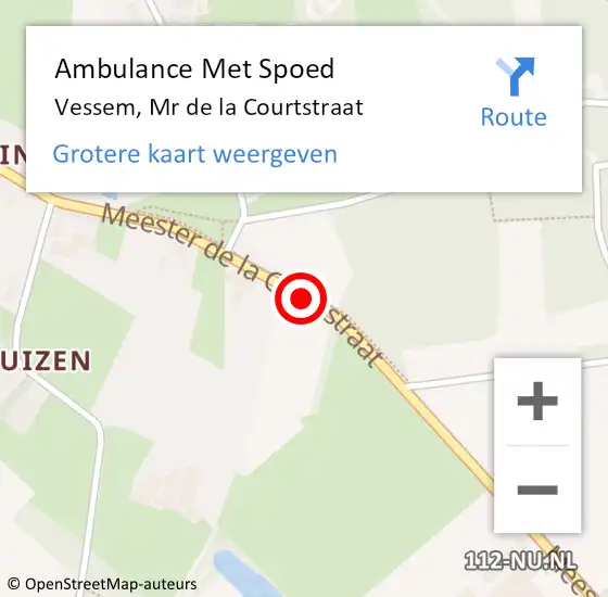 Locatie op kaart van de 112 melding: Ambulance Met Spoed Naar Vessem, Mr de la Courtstraat op 10 januari 2020 22:54