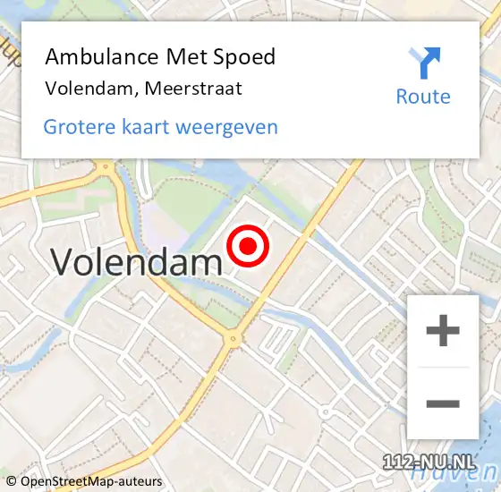 Locatie op kaart van de 112 melding: Ambulance Met Spoed Naar Volendam, Meerstraat op 11 januari 2020 00:14