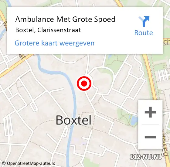 Locatie op kaart van de 112 melding: Ambulance Met Grote Spoed Naar Boxtel, Clarissenstraat op 11 januari 2020 00:15