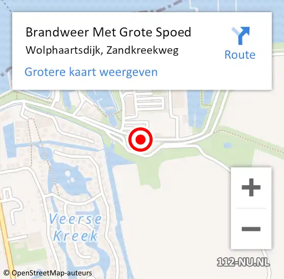 Locatie op kaart van de 112 melding: Brandweer Met Grote Spoed Naar Wolphaartsdijk, Zandkreekweg op 11 januari 2020 00:56