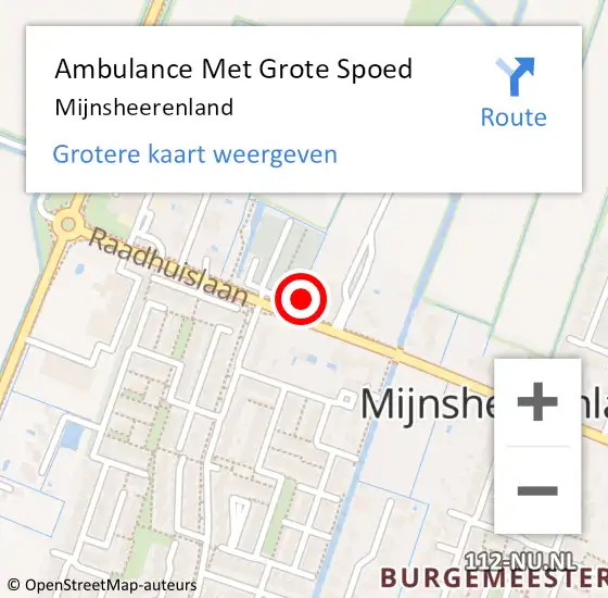 Locatie op kaart van de 112 melding: Ambulance Met Grote Spoed Naar Mijnsheerenland op 11 januari 2020 01:04