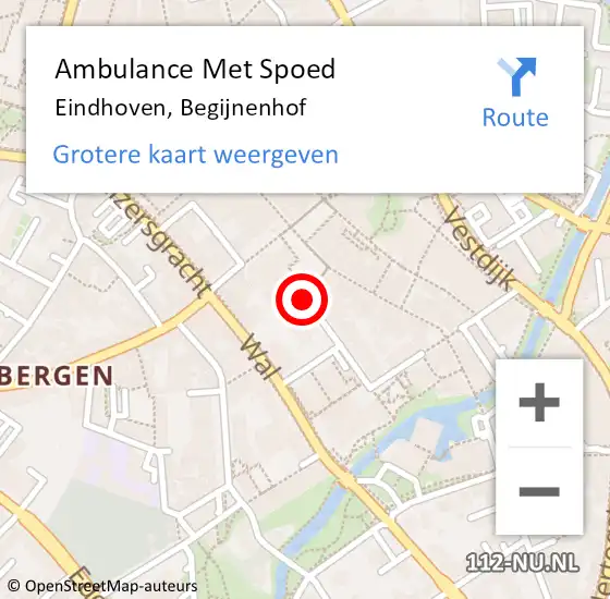 Locatie op kaart van de 112 melding: Ambulance Met Spoed Naar Eindhoven, Begijnenhof op 11 januari 2020 03:26