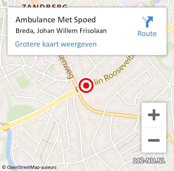 Locatie op kaart van de 112 melding: Ambulance Met Spoed Naar Breda, Johan Willem Frisolaan op 11 januari 2020 04:47