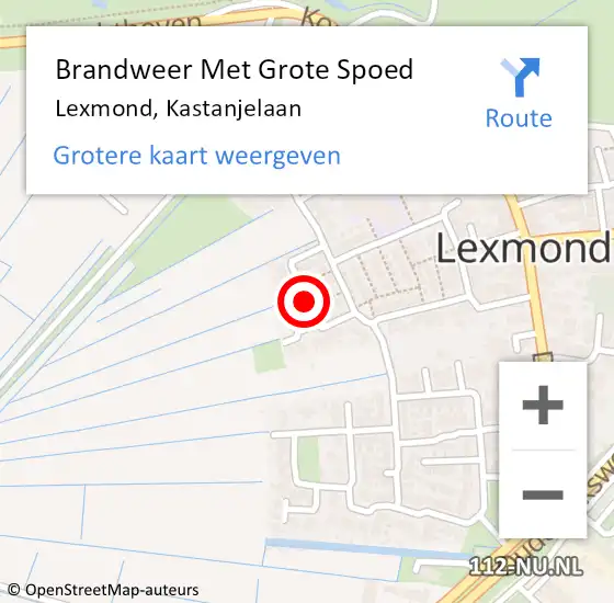 Locatie op kaart van de 112 melding: Brandweer Met Grote Spoed Naar Lexmond, Kastanjelaan op 11 januari 2020 05:15