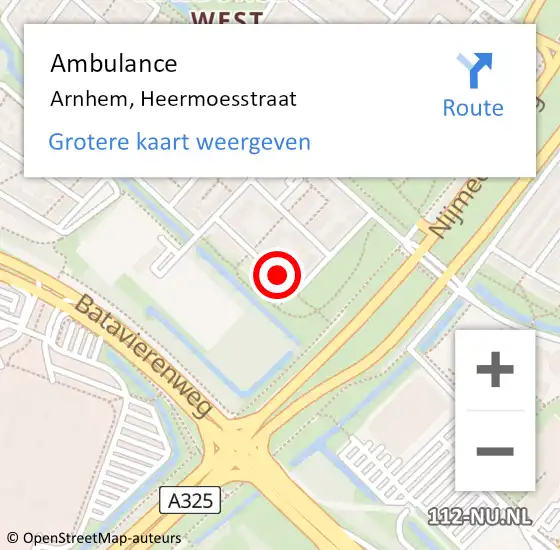 Locatie op kaart van de 112 melding: Ambulance Arnhem, Heermoesstraat op 11 januari 2020 05:38