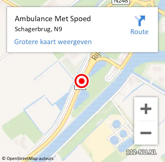 Locatie op kaart van de 112 melding: Ambulance Met Spoed Naar Schagerbrug, N9 op 11 januari 2020 06:15