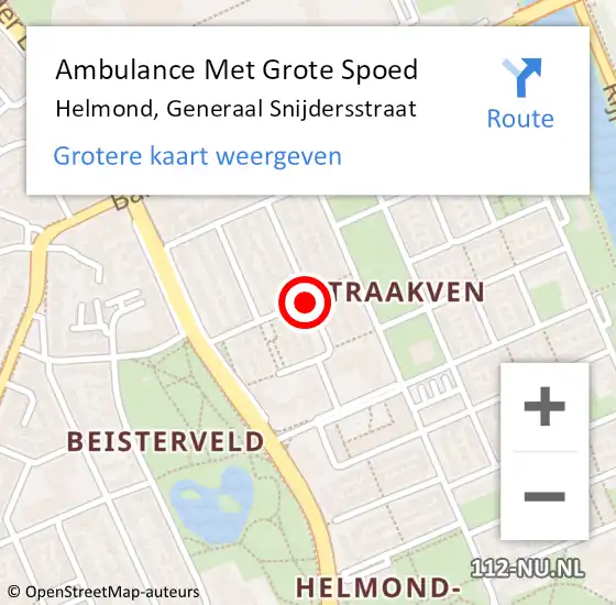 Locatie op kaart van de 112 melding: Ambulance Met Grote Spoed Naar Helmond, Generaal Snijdersstraat op 11 januari 2020 09:10