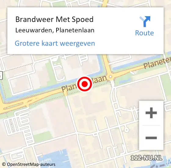 Locatie op kaart van de 112 melding: Brandweer Met Spoed Naar Leeuwarden, Planetenlaan op 11 januari 2020 09:23
