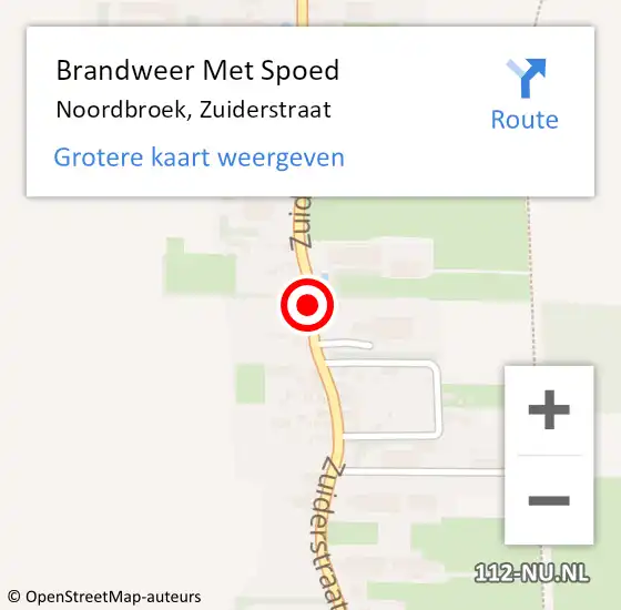 Locatie op kaart van de 112 melding: Brandweer Met Spoed Naar Noordbroek, Zuiderstraat op 11 januari 2020 10:02