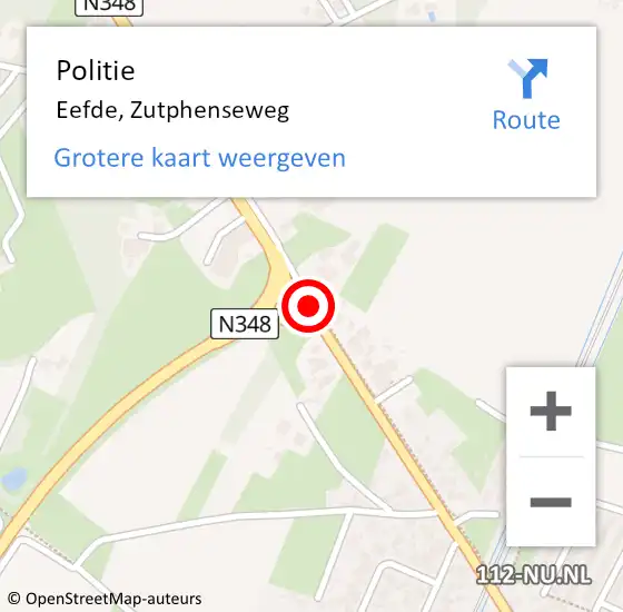 Locatie op kaart van de 112 melding: Politie Eefde, Zutphenseweg op 11 januari 2020 10:03